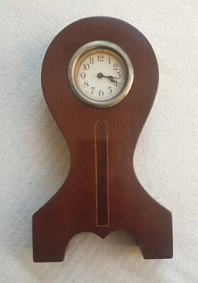 Art Deco Balloon Rocket Mantel Clock Stylish Mahogany Case Wood Inlay Antique - Image 1 of 4