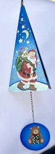 Santa's Wind Bell Buoy Metal Wind Chime 3 Sides Handpainted Christmas Bear Gifts - Picture 1 of 3