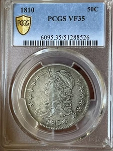 1810 CAPPED BUST HALF DOLLAR PCGS VF35 - Picture 1 of 5