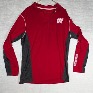 Chaqueta Colosseum para hombre Wisconsin Badgers con cuarto de cremallera delgada ligera roja grande - Imagen 1 de 6