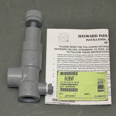 Hayward Adjustable Pressure Relief Valve RV2050T, 1/2" NPT, CPVC, FPM, 150 psi - Image 1 of 4