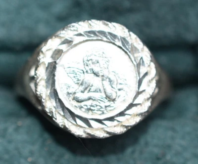 Sterling Silver Guardian Angel Ring Size 7.5 - Beautiful Protection - Image 1 of 4