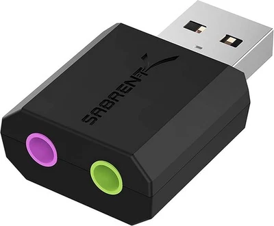 SABRENT USB Soundkarte Extern USB auf Klinke 3,5mm Audio Adapter Schwarz - Bild 1 von 3