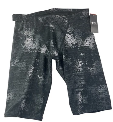 TYR Titanium Durafast Mens Sz 36 LARGE Swim Swimsuit BLACK  Jammer Ison NEW - Image 1 of 4
