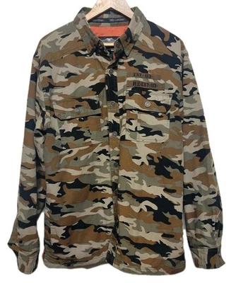 Harley-Davidson Camo Jacket Mens L Lined Casual Button Down Snap Overshirt - Image 1 of 4