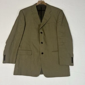 Hickey Freeman 100% Linen Blazer 41R Olive Green Men’s 3-Button Sports Jacket - Picture 1 of 16