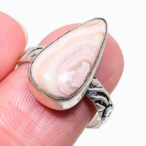 Rhodochrosite Gemstone 925 Sterling Silver Jewelry Ring Size 8 R369 - Picture 1 of 6