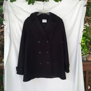 Amazon Essentials Coat Womens Size L Black Pea Coat Wool Blend Classic Nwt - Picture 1 of 10