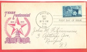 USA Austin TEXAS Centennial CACHET CRAFT FDC Cover 1945 - Picture 1 of 1