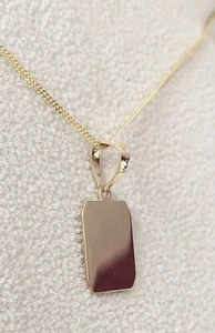 9ct Yellow Gold Rectangular Tag Pendant With Necklace - Picture 1 of 8