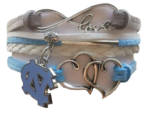 North Carolina Tar Heels College Infinity Hearts Bracelet Jewelry Apparel Cover
