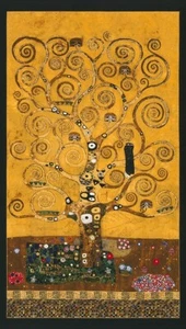 24" X 44" Panel Tree of Life Gustav Klimt Painting Artist Cotton Fabric D479.81 - Picture 1 of 2