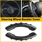 2X Carbon Universal Black Fiber Steering Wheel Cover Booster Non Slip 37-39cm US