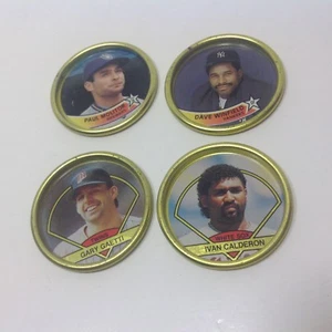Four Collectible POGS Topp's 1989 90 Baseball Gaetti Molitor Calderon Winfield - Picture 1 of 4