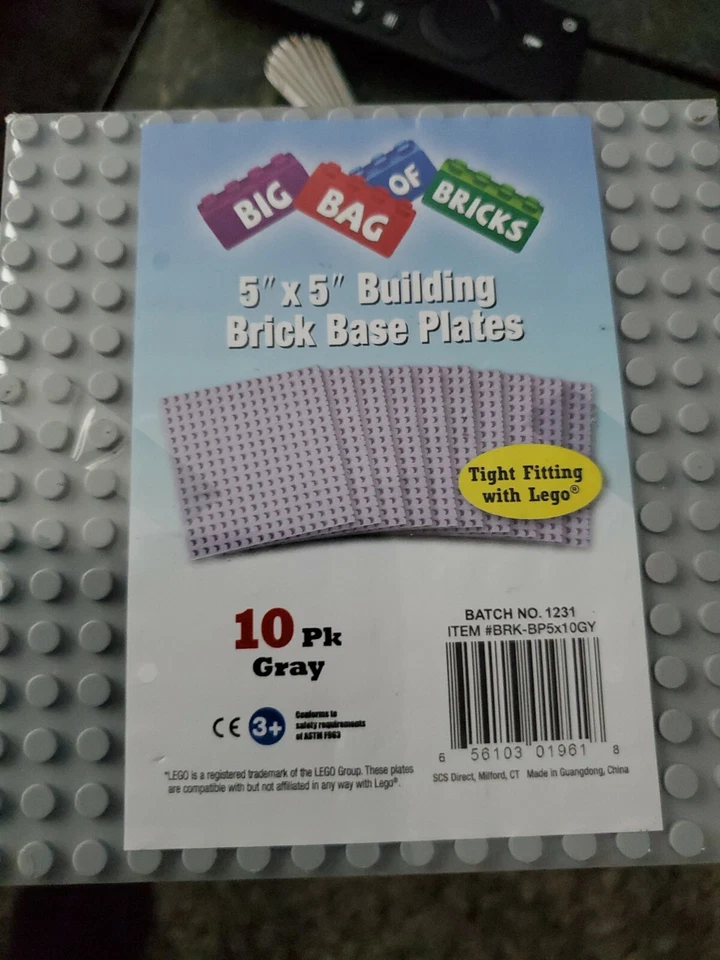 4Pc Gray 10"x10" building Base plates Classic Bricks Compatible All Major Brands - Image 1 of 1