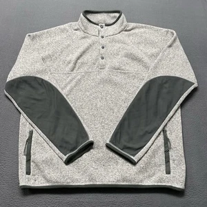 J Crew Sweater Mens 2XL Heather Gray Snap Fleece Pullover Casual Preppy Outdoor - Picture 1 of 9