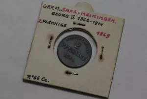 🧭 🇩🇪 GERMANY SAXE MEININGEN 2 PFENNIG 1869 B66 #316 - Imagen 1 de 3
