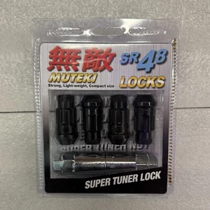 MUTEKI SR48 4 WHEELS LOCK LUG NUTS SET 12X1.25 1.25 ACORN RIMS OPEN END BLACK S - Picture 1 of 2