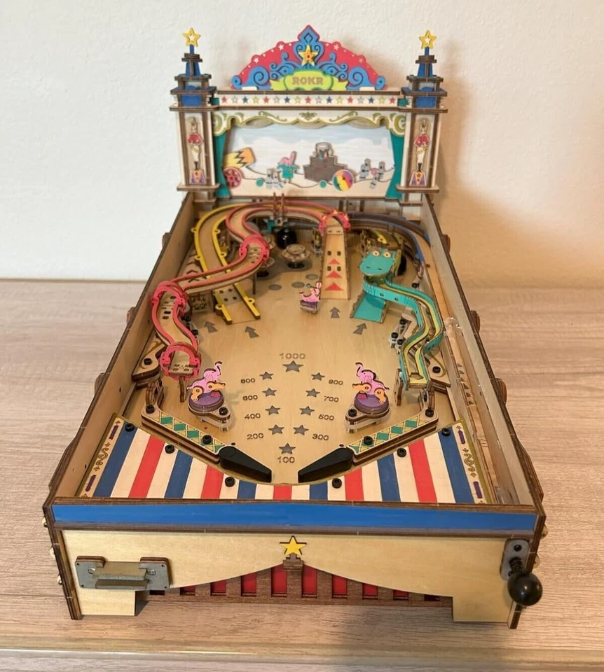ROKR 3D Pinball Machine Wooden Puzzle Amusing Table Game Adult Toy Gift - Image 1 of 4