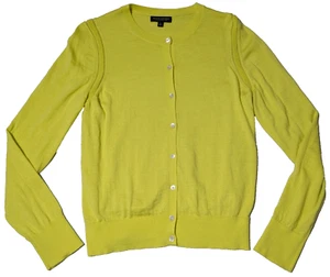 BANANA REPUBLIC MERINO WOOL Women Large Lime Green Button Cardigan Sweater - Picture 1 of 17