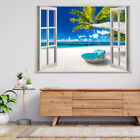 Sommerurlaub Tropischer Strand 3D Fenster Ansicht Wandaufkleber Poster Aufkleber A284