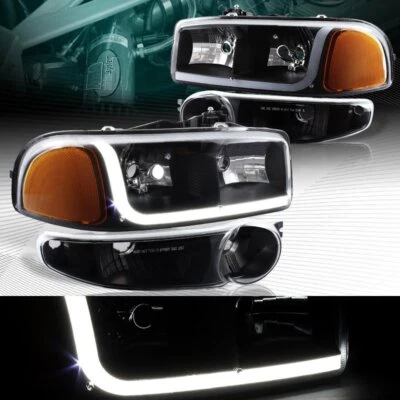 FAROS LED NEGROS DRL + PARACHOQUES CON REFLECTOR ÁMBAR AJUSTE 02-06 GMC SIERRA 1500 DENALI Foto 1 de 4