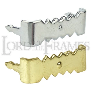 No Nail Easy Sawtooth Picture Hanger 24mm Self Fix Zinc or Brass Plated Canvas - Picture 1 of 9