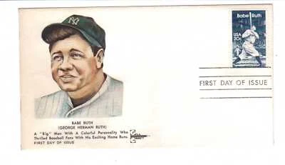 US 1983 Babe Ruth FDC First Day Cover Issue Envelope & 20c Stamp Gill Craft - Image 1 of 2