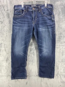 Silver Zac Flap Pocket Jeans Mens 36x30 Relaxed Fit Straight Leg Thick Stitch - Picture 1 of 17