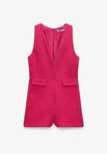 Brand New with TAGS: TEXTURED PLAYSUIT from ZARA: Colour Fuchsia: SIZE: XL - Picture 1 of 7