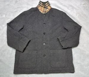 Vintage Burberry London Wool Coat Jacket Overcoat Lightweight Quilted Gray SIZ/L - Picture 1 of 20