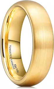 14K Gold/Rose Gold Tungsten Carbide 4Mm 6Mm 8Mm Matte Brushed Wedding Band - Picture 1 of 12