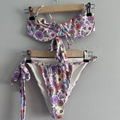 Frankies Bikinis Butterfly Bikini Set Cielo Top Size Medium Bottom Size Large - Image 1 of 4
