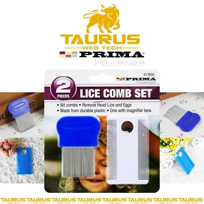 2 Pc LICE COMB SET Nit Free Fine Tooth School KIDS Anti Lice Remove Eggs PETS UK