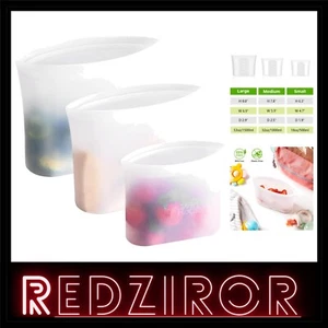 3-Pack Stand-Up Silicone Food Storage Bags - Perfect for Freshness & Storage - Picture 1 of 10