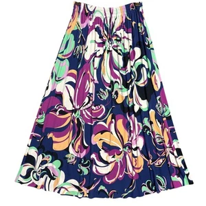 Emilio Pucci Maxirock Blumen Plissee IT 42, US8 Blau Lila Swirl 81JV05 - Bild 1 von 11