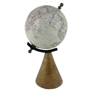 Table Top World Globe 4 Inch Wood Base 5 Inch Globe By 9 1/2 Inches Tall - Picture 1 of 6