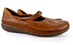Spring Step Flats Women's Rindle Natural Mary Janes Shoes Brown Leather Size 10 - Picture 1 of 10
