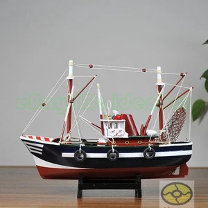 MODELO MADERA (12"Lenth) Barco Pesca Barco Vela Yawl Arrastrero Decoración Náutica - Imagen 1 de 12
