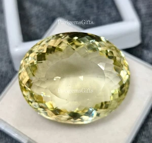 Piedra preciosa suelta de cuarzo limón 90 quilates forma ovalada excelente corte - Imagen 1 de 6