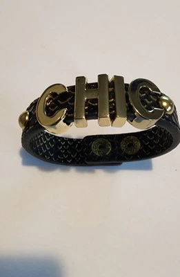  Brazalete BCBGeneration "CHIC" Tono Dorado y NEGRO Identificación SNAP, 8" Foto 1 de 4