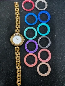 Gucci 1200 Women's Watch Change Bezel Gold Waterproof 12 Colors Quartz - Picture 1 of 13