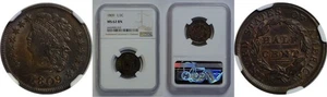 1809 Half Cent   NGC MS-62 BN - Picture 1 of 3
