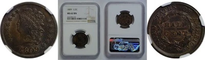 1809 Half Cent   NGC MS-62 BN - Image 1 of 3