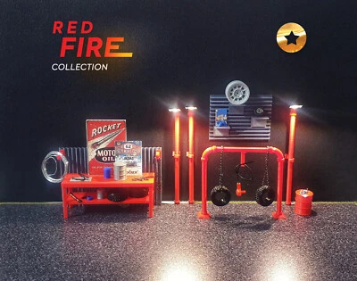 Red Fire. Collection of garage furniture. Scale 1:18. Auto service furniture. - Image 1 of 4