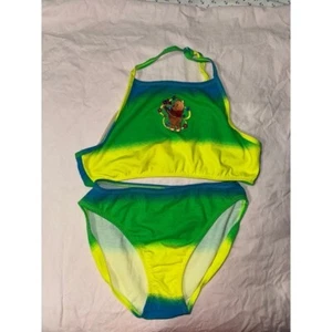 Vintage Disney Winnie the Pooh green blue yellow halter two piece swimsuit 13/14 - Picture 1 of 10