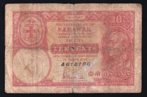 SARAWAK P-24 a. 1st August 1940 - 10 Cents.. G-VG - Imagen 1 de 2