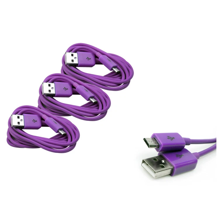 3X 6FT MICRO USB DATA SYNC CHARGER CABLE PURPLE DROID HTC EVO ONE NEXUS 7 KINDLE - Image 1 of 1