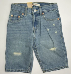 Boys Size 6 Levi's 511 Slim Denim Shorts Adjustable Waistband Ripped Blue - Picture 1 of 4
