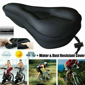 Wide Big Bum Bike Bicycle Gel Cushion Extra Comfort Sporty Soft Pad Seat Cover - Picture 1 of 18